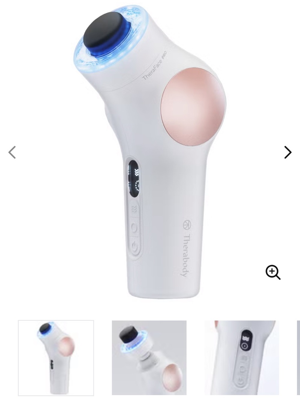 Therabody Mini Percussion Massager in White with Rose Gold Accent